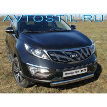 Sportage 2014 Защита передняя нижняя овальная короткая 75х42 мм нержавейка