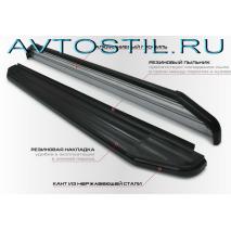 M6 Пороги подножки площадки с резиновой накладкой Premium Black крепеж в комплекте