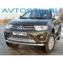 Pajero Sport 2014 Защита передняя труба двойная 76/75 мм нержавейка