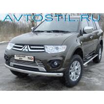 Pajero Sport 2014 Защита передняя труба овальная 75х42 мм нержавейка