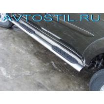 Pajero Sport 2014 Пороги овальные с накладкой 120х60 мм нержавейка