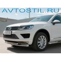 Touareg Защита переднего бампера труба двойная 57/42 мм нержавейка