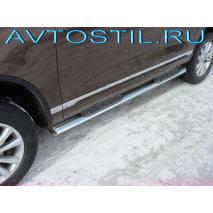 Touareg Пороги овальные с накладкой 120х60 мм нержавейка