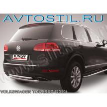 Touareg Защита заднего бампера d76+d60 труба двойная нержавейка