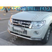Pajero 4 Защита переднего бампера 76/42 мм нержавейка