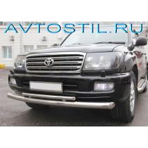 Land Cruiser 100 Защита переднего бампера труба двойная 70/42 мм нержавейка