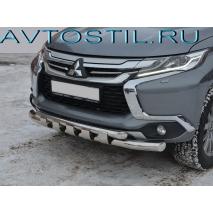 L200 Triton Передняя защита труба 76/60 мм с перемычками нержавейка