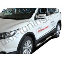 Qashqai Пороги труба 76 мм с проступью нержавейка