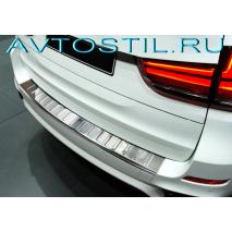 BMW X5 Е15 2013 Накладка на задний бампер с загибом нержавейка 