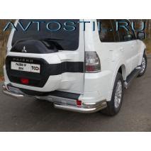 Pajero 4 Защита заднего бампера уголки d76+d42 двойные нержавейка