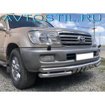 Land Cruiser 100 Защита переднего бампера труба 60/60 мм нержавейка акула