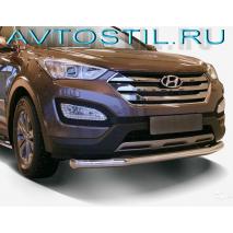Santa Fe Защита переднего бампера одинарная 60 мм нержавейка