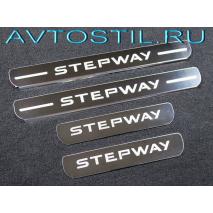 Stepway 2019 Накладки на пороги надпись Stepway нержавейка