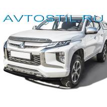 L200 Защита переднего бампера труба двойная 57/42 мм черная