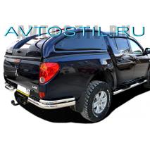 L200 Triton Защита заднего бампера углы двойные 76/42 мм нержавейка