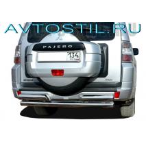 Pajero 4 Защита заднего бампера двойная 76/76 мм нержавейка