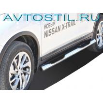 X-Trail Подножки труба 76 мм с накладками нержавейка