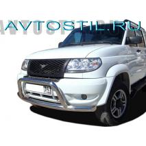 Uaz Patriot Передняя защита труба двойная 76/60 мм нержавейка