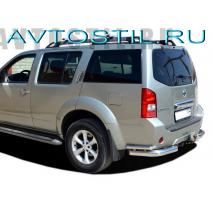 Pathfinder Защита заднего бампера углы двойные 76/42 мм нержевейка