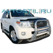 Land Cruiser 200 Защита переднего бампера скоба высокая+акула нержавейка