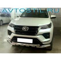 Fortuner 2020 Защита переднего бампера d-76 с доп. накладками G