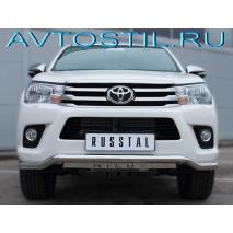 Hilux Защита переднего бампера труба 57 мм волна с надписью нержавейка