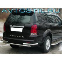 Rexton Защита заднего бампера двойная с углами 53 мм нержавейка