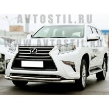 GX 460 Дуга передняя по низу бампера 76/60 мм радиусная двойная нержавейка