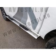 Hilux Пороги овальные с накладкой 120х60 мм нержавейка