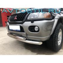 Pajero Sport Защита переднего бампера труба двойная 76/60 мм нержавейка