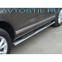 Touareg Пороги овальные с накладкой 120х60 мм нержавейка