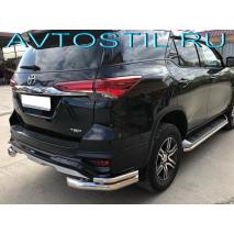 Fortuner TRD 2018 Задняя защита угловая двойная 76/42 мм нержавейка