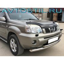 X-Trail Защита переднего бампера труба двойная 60/42 мм нержавейка