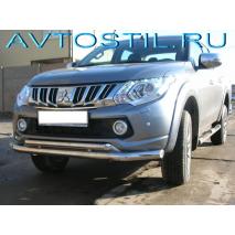 L200 Защита переднего бампера труба двойная 70/42 мм нержавейка