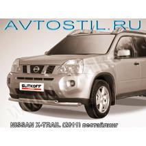 X-trail 2011 Защита переднего бампера труба двойная d57/57 нержавейка