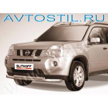 Qashqai 2007 Защита переднего бампера труба двойная 57/42 мм нержавейка