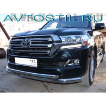 Land Cruiser 200 Защита переднего бампера труба двойная 76/60 мм нержавейка