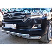 Land Cruiser 200 Защита переднег бампера 76 мм с пластинами нержавейка G