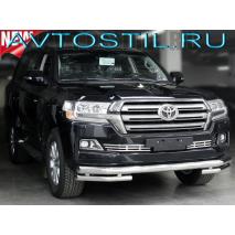 Land Cruiser 200 Защита переднего бампера 76/60 мм двойная нержавейка