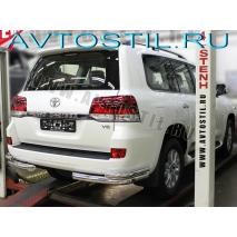 Land Cruiser 200 Защита заднего бампера углы двойные 76/53 мм нержавейка