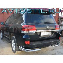 Land Cruiser 200 Защита заднего бампера уголки двойные 76/42 мм нержавейка