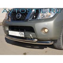 Navara Frontier 2005 Передняя защита труба двойная 76/60 мм нержевейка