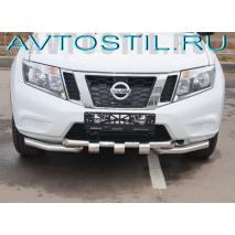 Terrano 2014 Защита переднего бампера труба двойная 60/60 мм нержавейка G