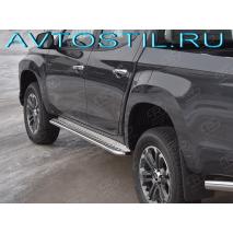 Pajero 4 Подножки труба с проступями 76 мм нержавейка