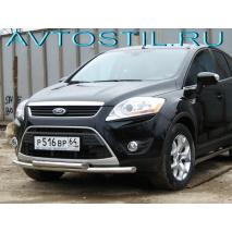 Kuga 2008 Защита переднего бампера труба d60+d60 двойная нержавейка