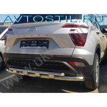 Creta Защита заднего бампера труба двойная 60/42 мм с перемычками нержавейка