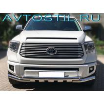 Tundra 2014 Защита переднего бампера 76 мм с дополнительными накладками нержавейка