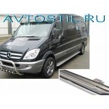 Sprinter 1998-2006 Подножки площадки труба 60 мм с листом нержавейка длинная база