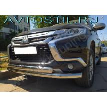 Pajero Sport Передняя защита труба двойная 60/75х42 нержавейка