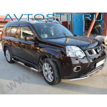 X-trail Пороги труба с проступью 76 мм нержавейка